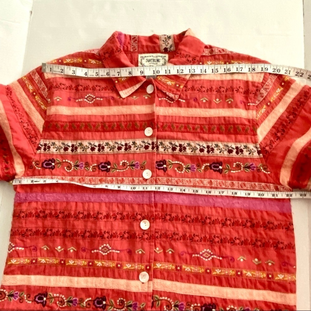 Orange Cotton Blazer Sz Large Embroidered Jacket Boho Lightweight Summer - Picture 8 of 10